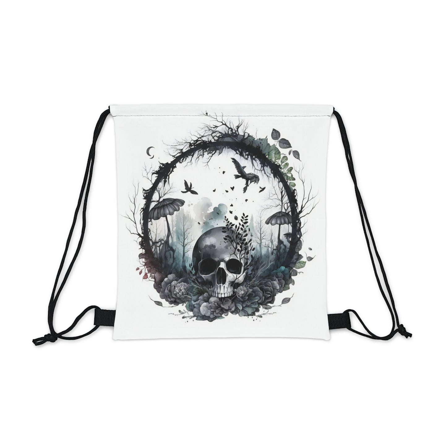 Dark Skull Garden Athletic Drawstring Bag
