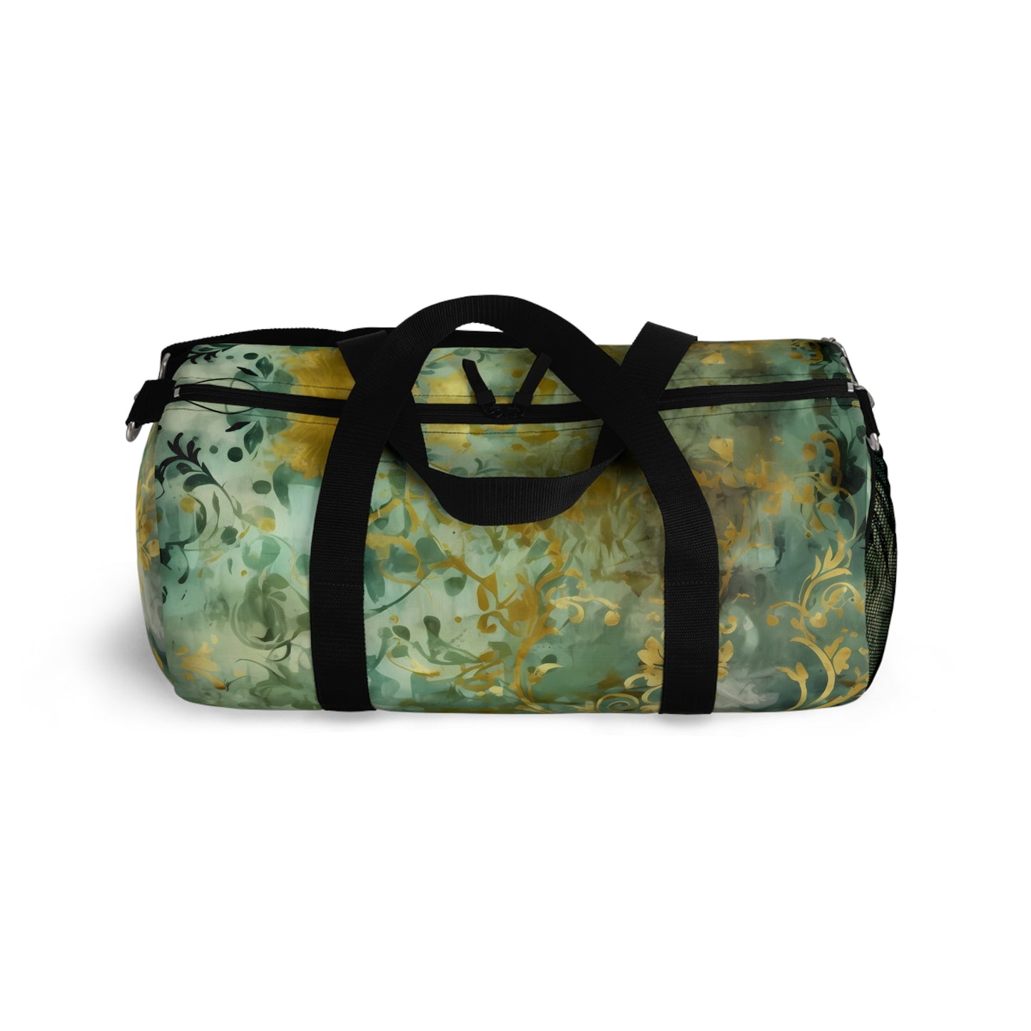 Sage and Gold Damask Gym Bag - yoga duffle bag