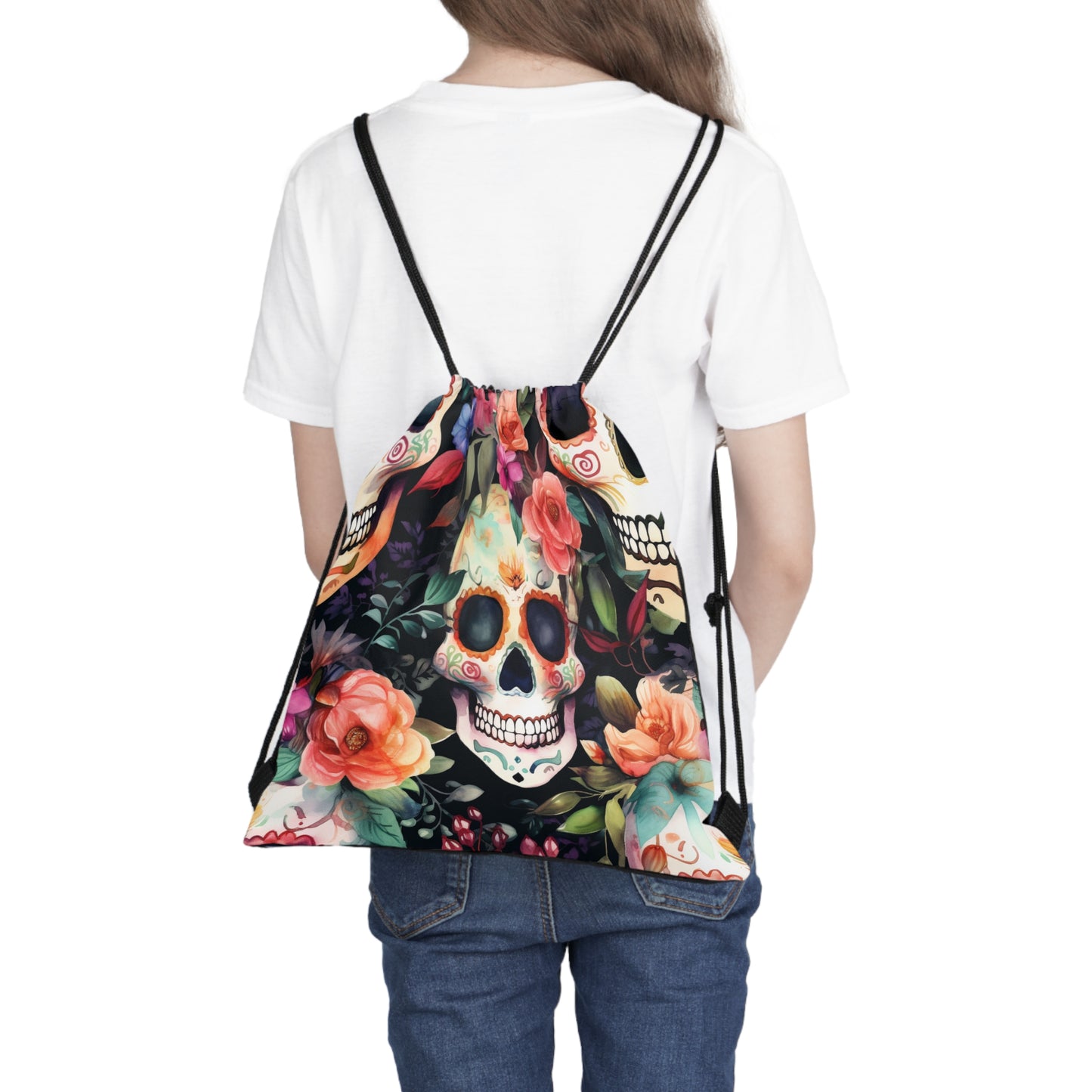 Sugar Skulls Fitness Drawstring Bag - Whimsigoth gym Gear