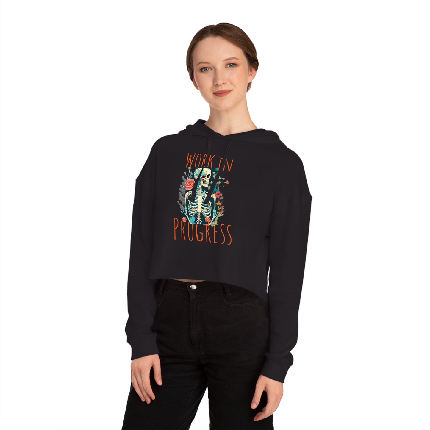 Cropped Hoodie - Work in Progress Skeleton