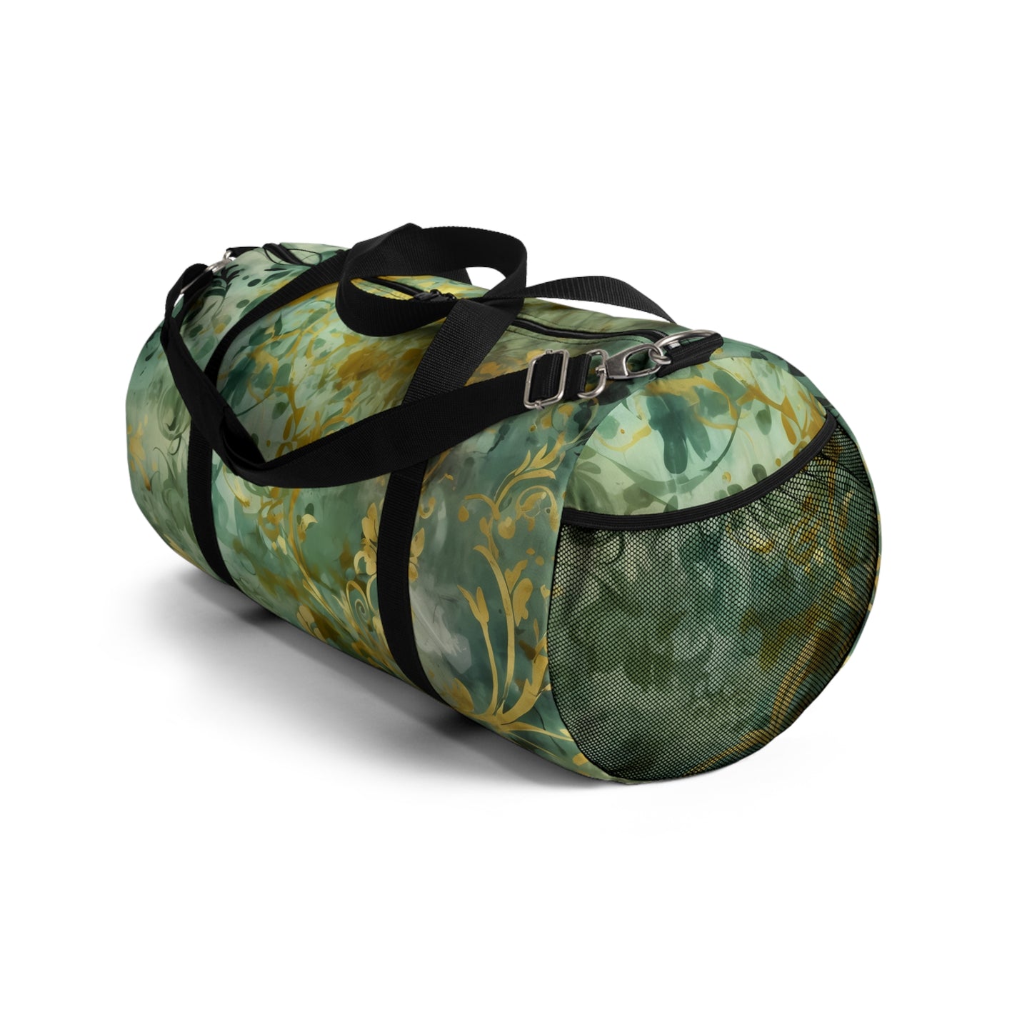 Sage and Gold Damask Gym Bag - yoga duffle bag