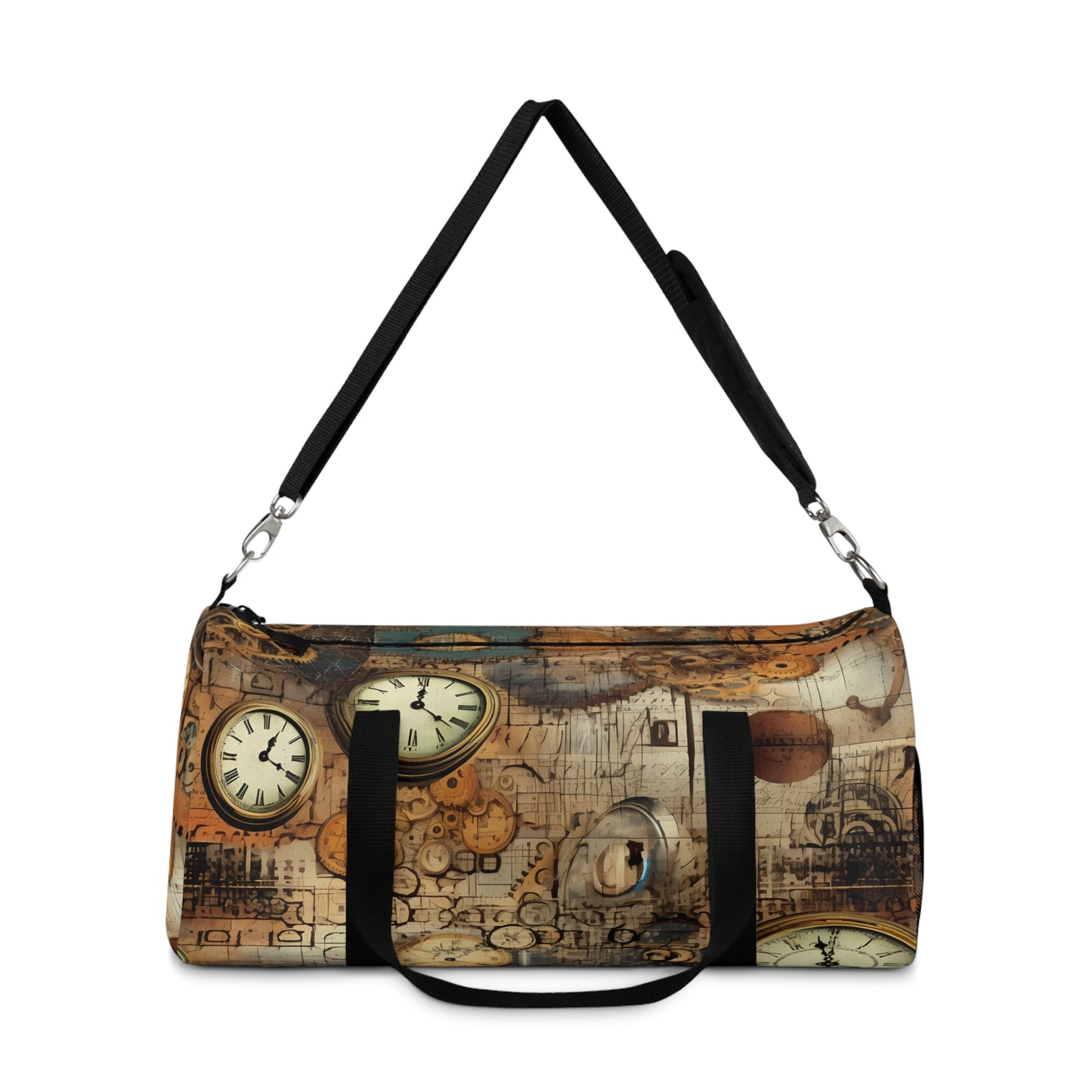 steampunk clock Gym Bag - vintage grunge travel duffel bag