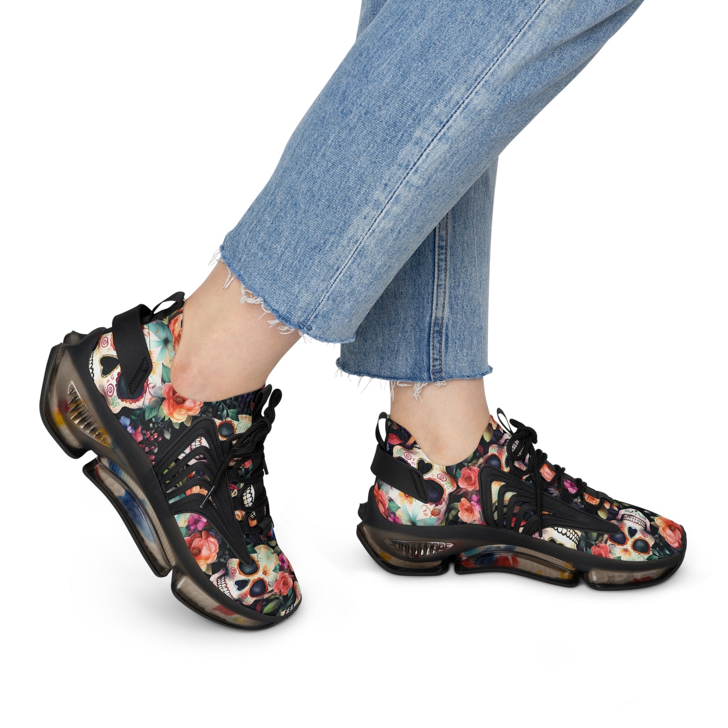 sugar Skull Women's Running Sneakers - Whimsigoth gym gear