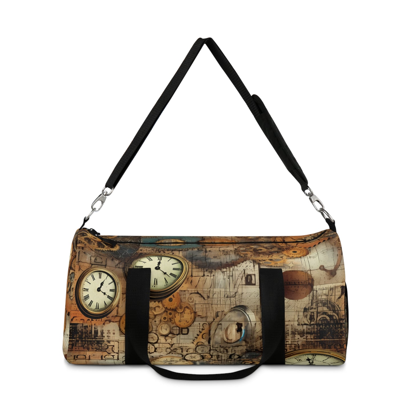 steampunk clock Gym Bag - vintage grunge travel duffel bag