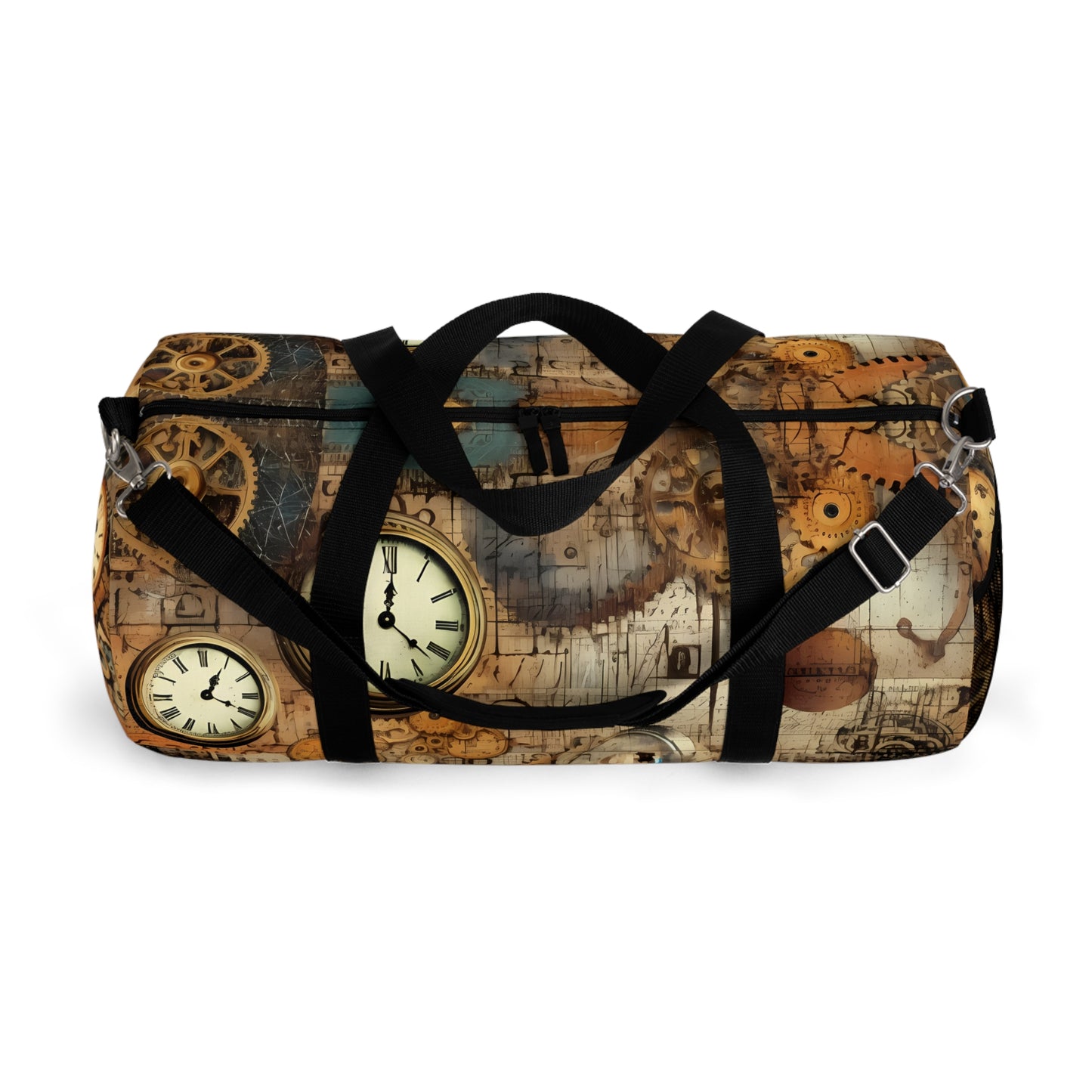 steampunk clock Gym Bag - vintage grunge travel duffel bag