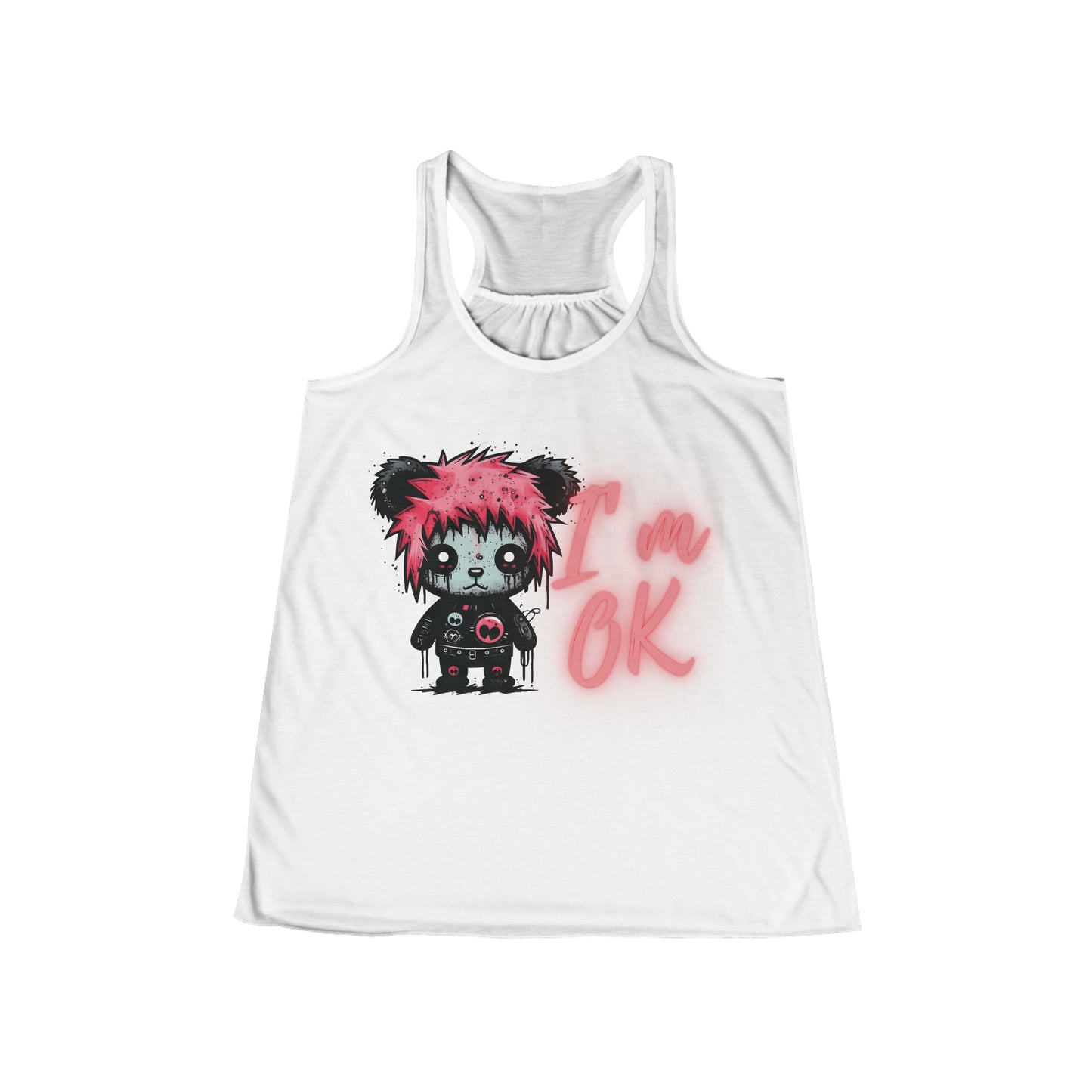 Flowy Racerback Tank Top - Emo Teddy 'I'm Ok'