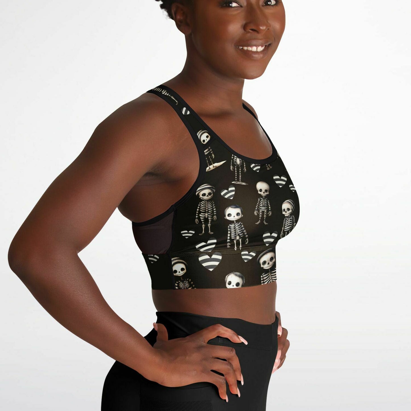 Mesh Padded Sports Bra - Jailhouse skeleton