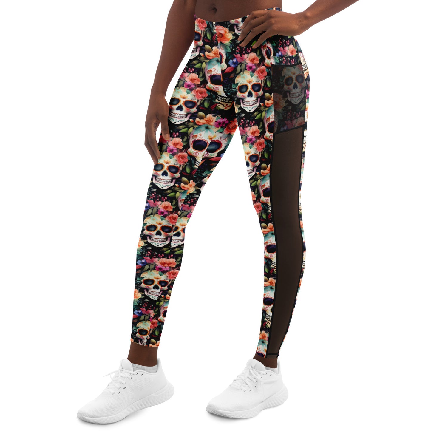 Sugar Skull - Mesh Pocket Performance Leggings