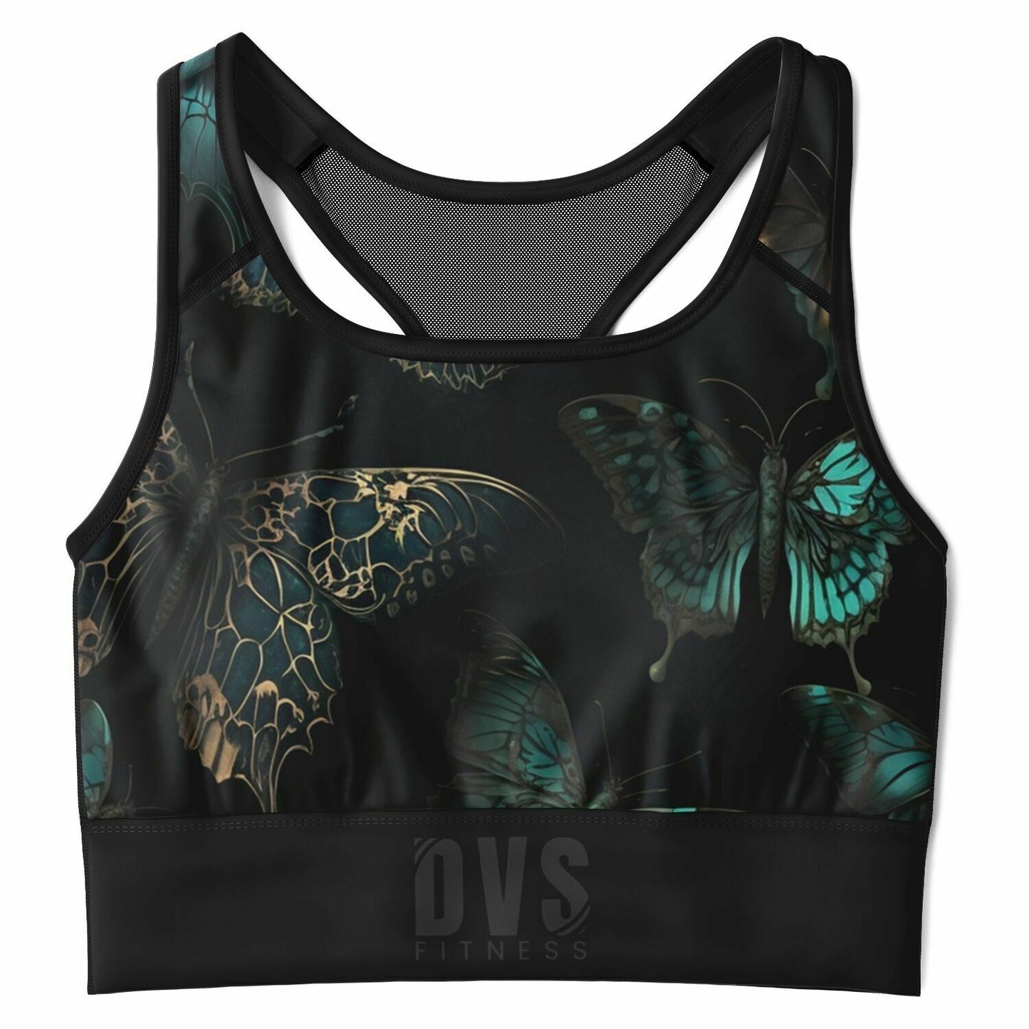 Dark Butterfly Mesh Padded Sports Bra