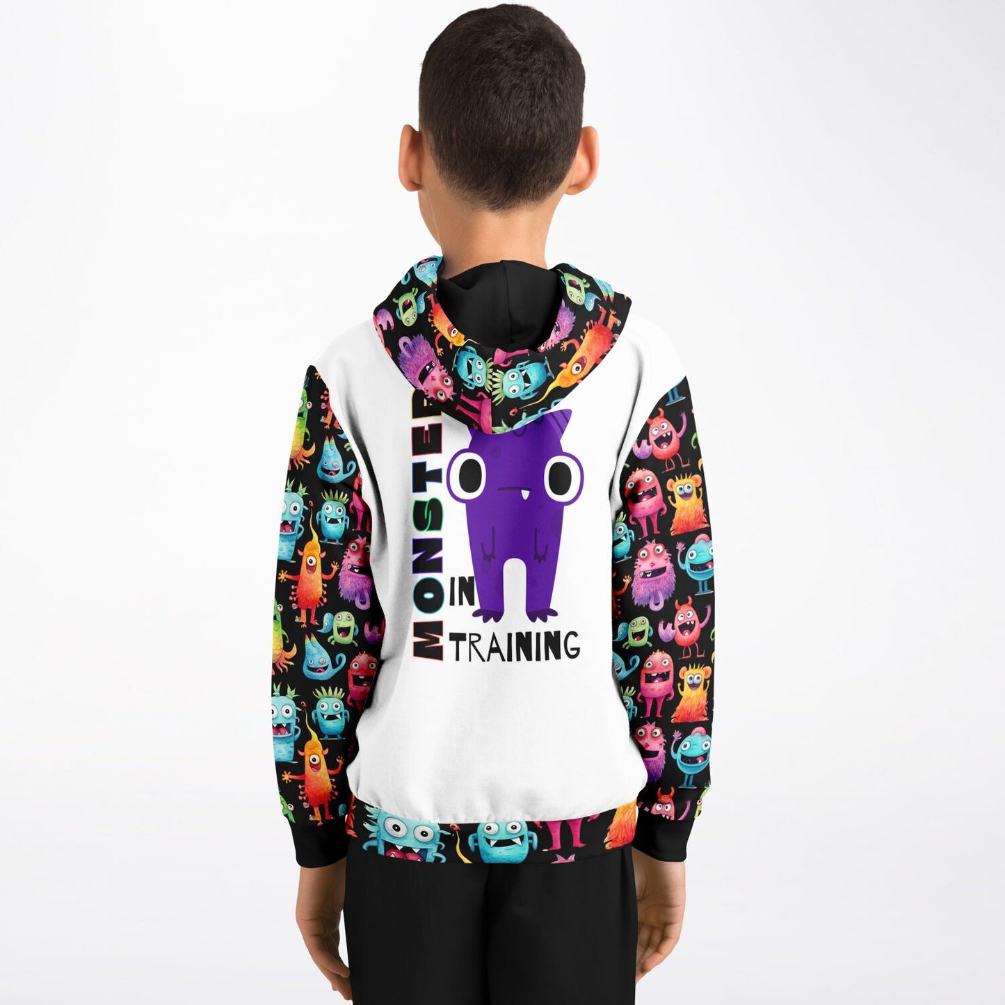 Cheerful Monster in training - Athletic Kids Hoodie
