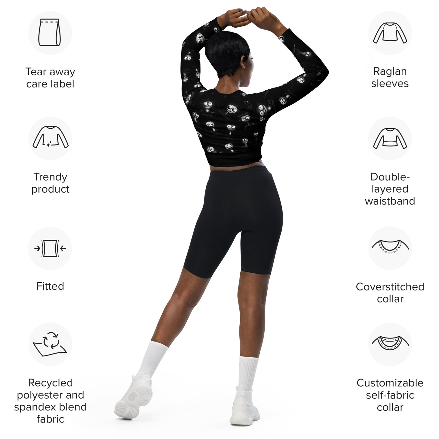 Eco Friendly long-sleeve crop top - Misfit "Monster in the Gym"