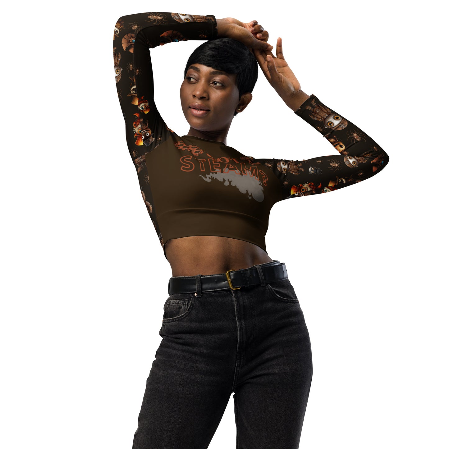 Eco Friendly long-sleeve crop top - Misfit Steampunk Crew "Got Steam"