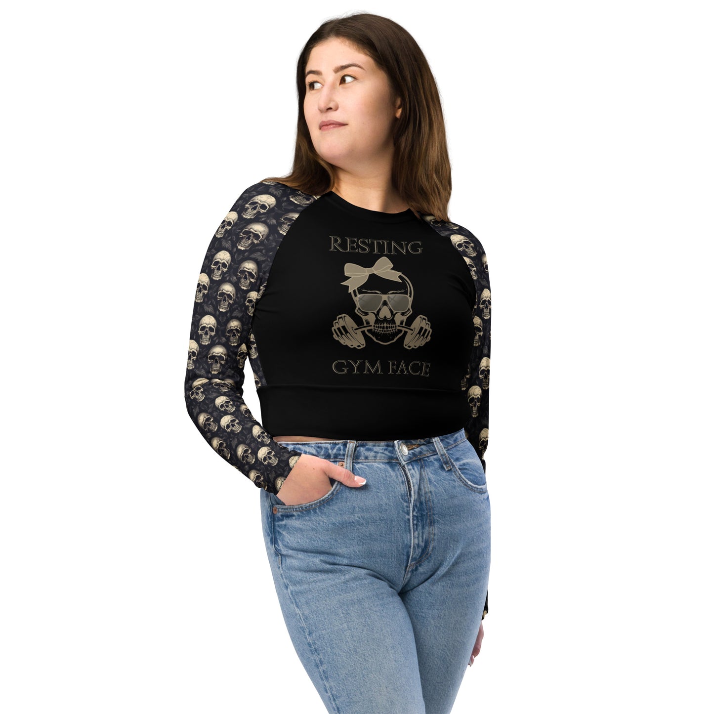 Recycled long-sleeve crop top