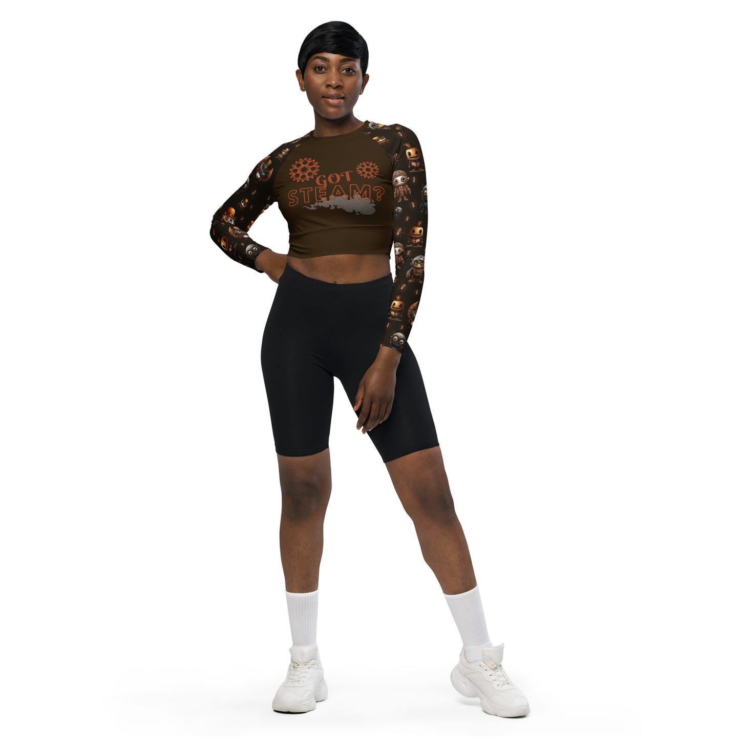 Eco Friendly long-sleeve crop top - Misfit Steampunk Crew "Got Steam"