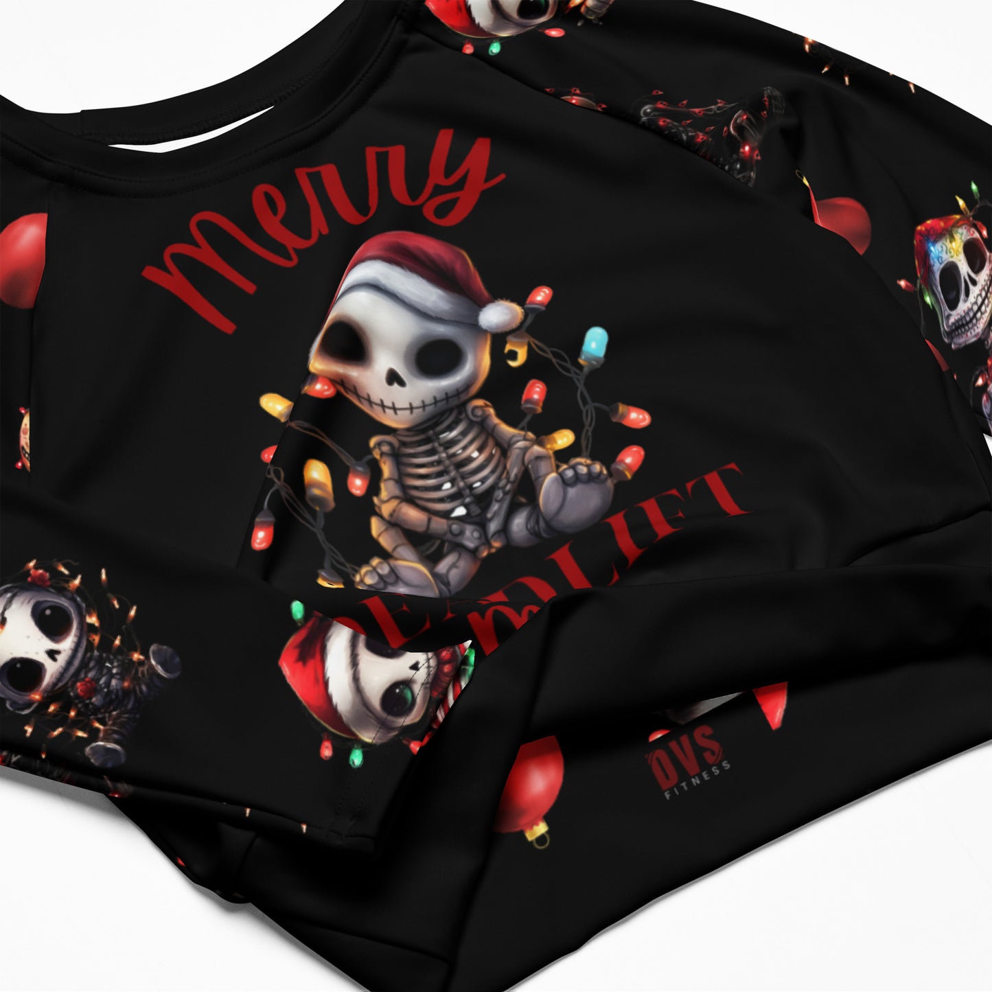 Eco Friendly long-sleeve crop top - Merry Deadlift-mas