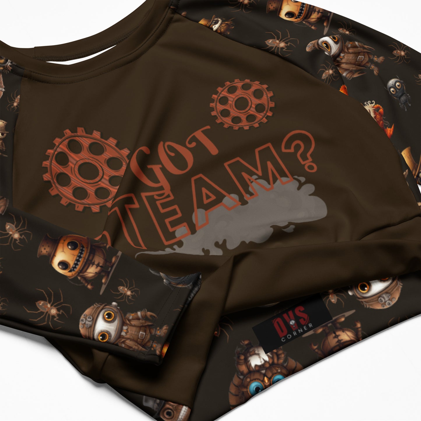 Eco Friendly long-sleeve crop top - Misfit Steampunk Crew "Got Steam"