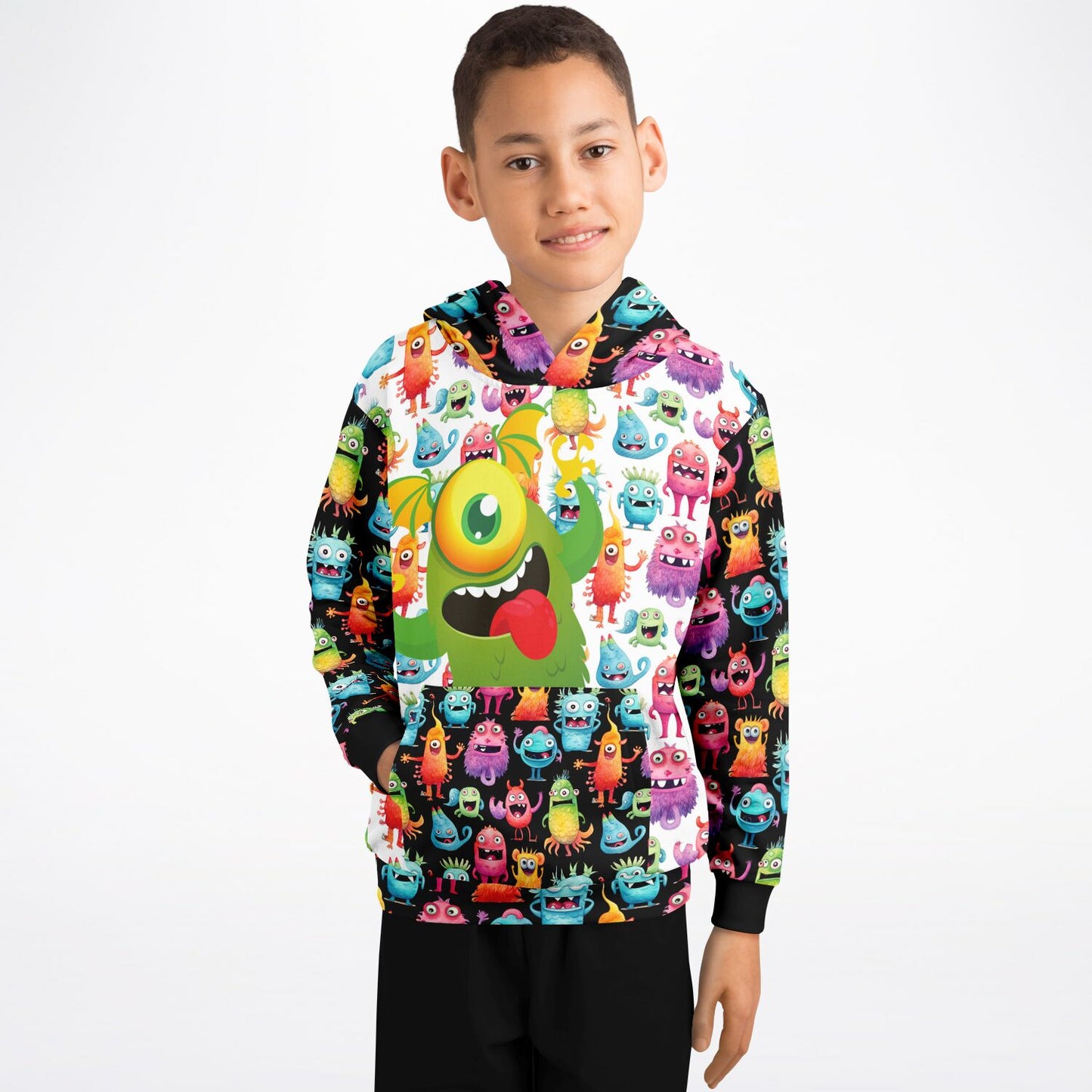 Cheerful Monster in training - Athletic Kids Hoodie