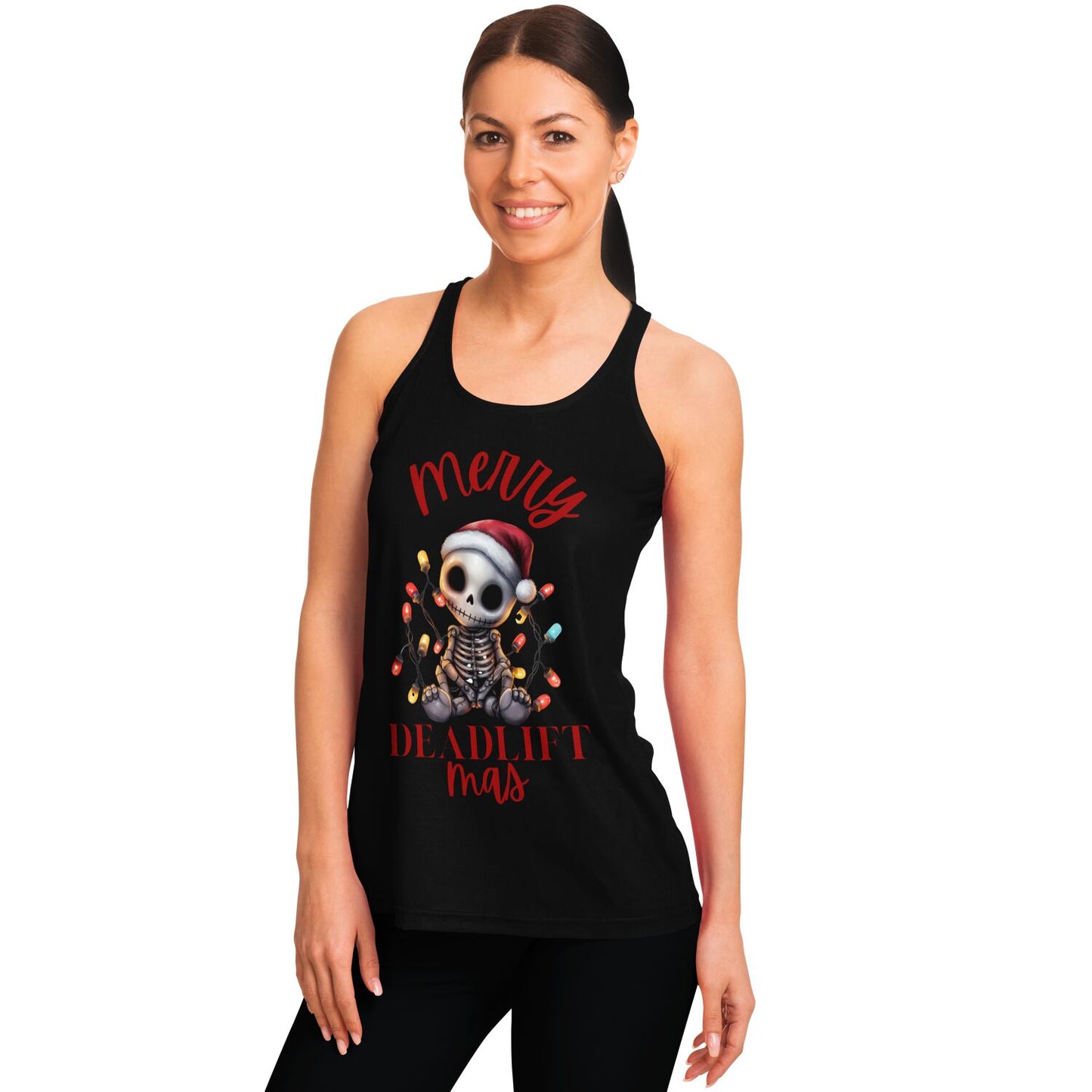 Merry Deadlift-mas Festive Skeleton - Racerback Tank Top