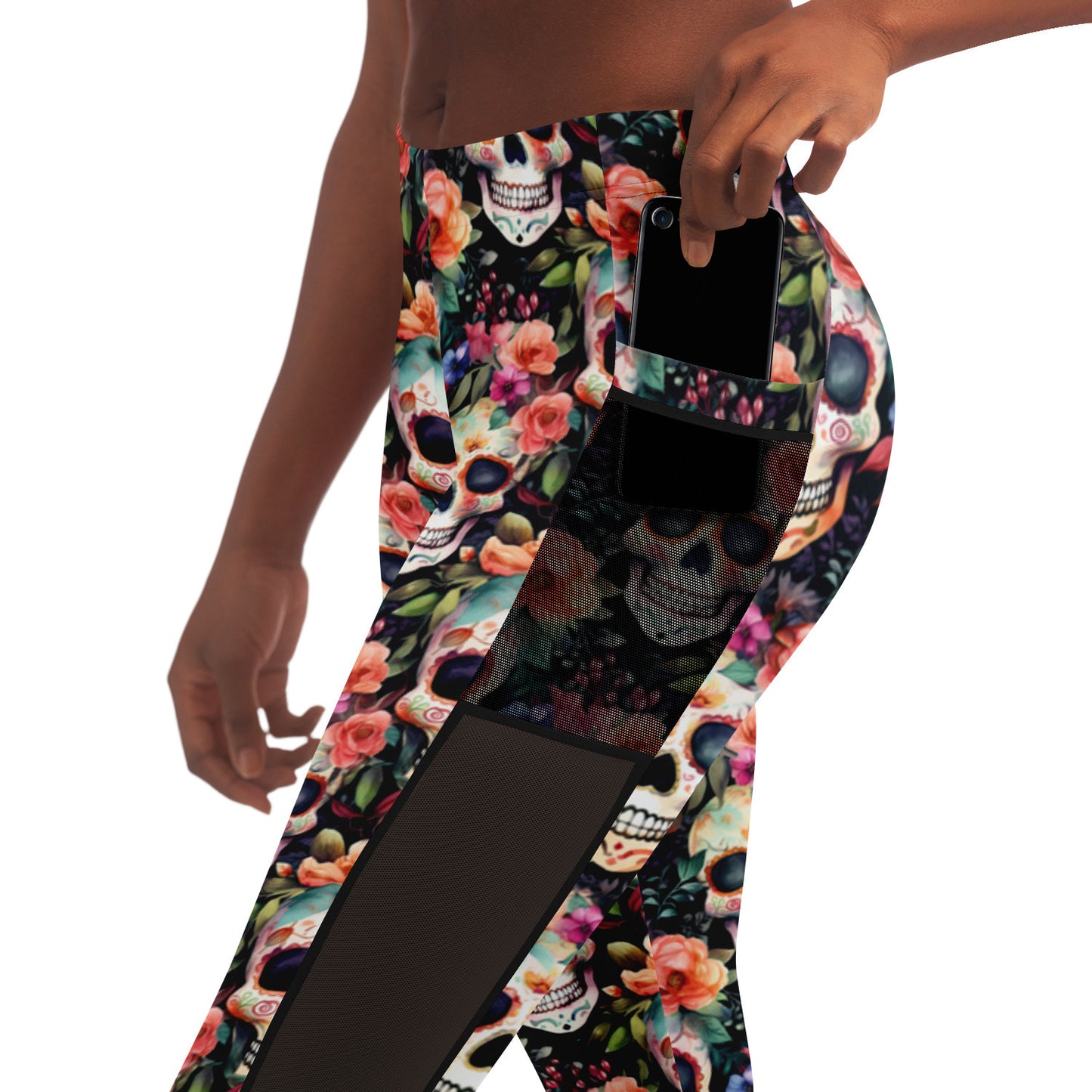 Sugar Skull - Mesh Pocket Performance Leggings