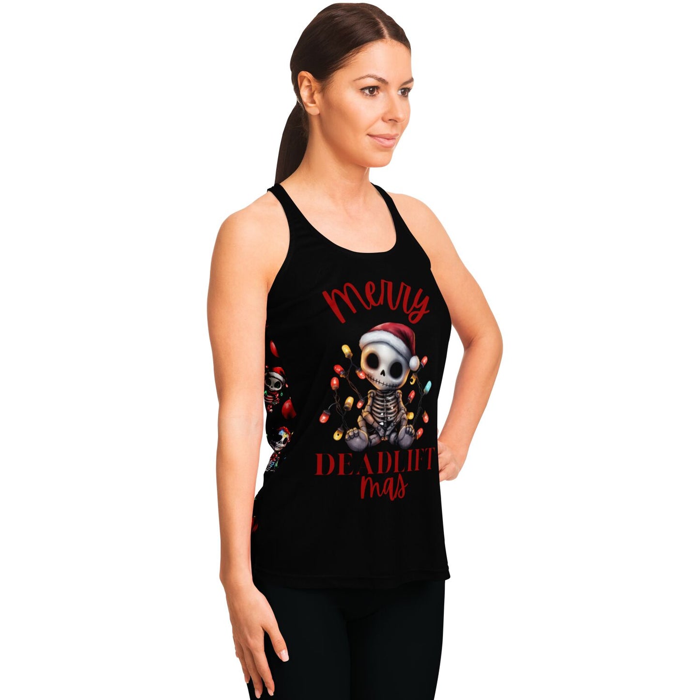 Merry Deadlift-mas Festive Skeleton - Racerback Tank Top