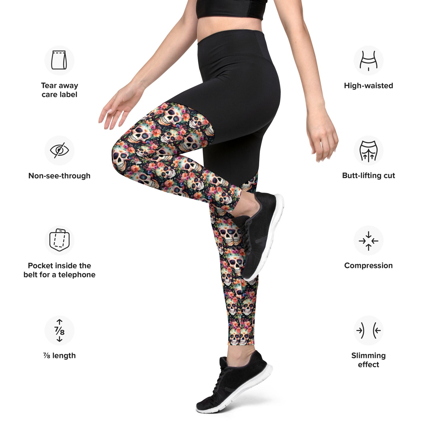 Performance Leggings - Sugar Skulls