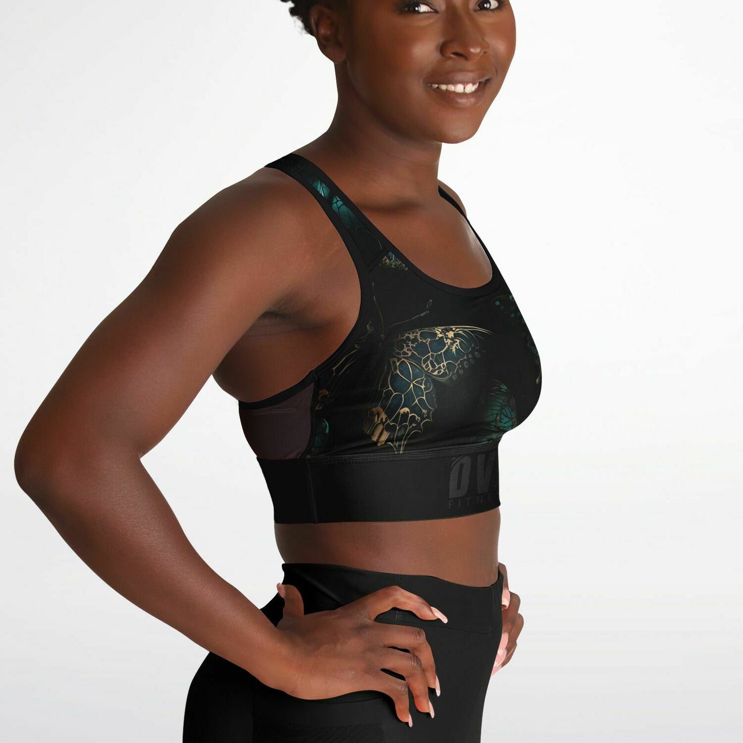Dark Butterfly Mesh Padded Sports Bra