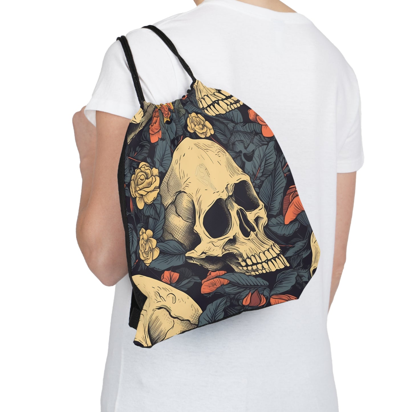 Vintage skull Fitness Drawstring Bag - whimsigoth gym gear