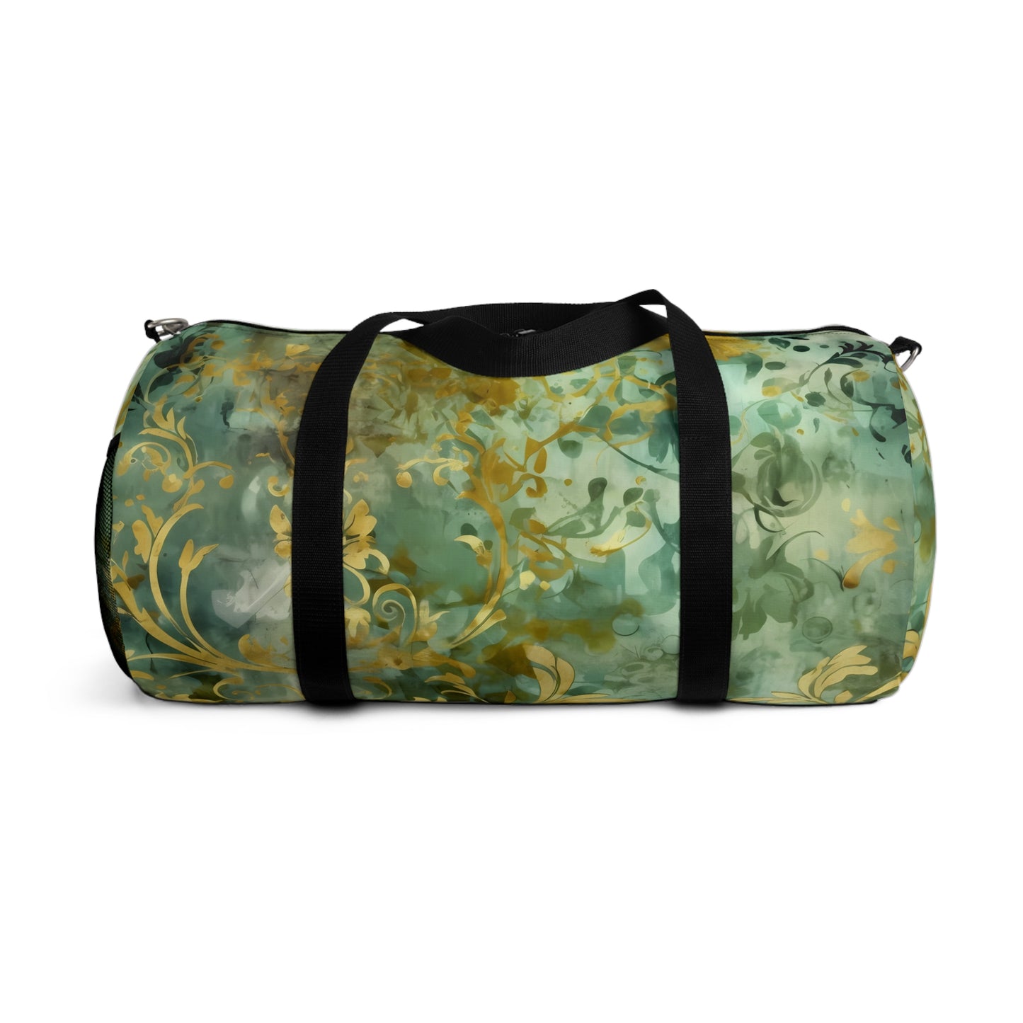 Sage and Gold Damask Gym Bag - yoga duffle bag