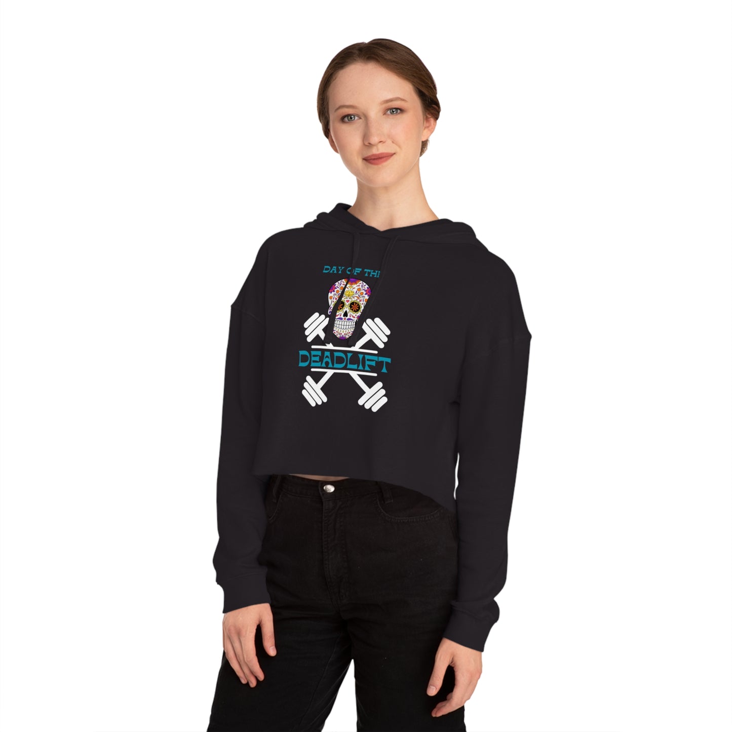 Cropped Hoodie - Sugar Skull "Day of the Deadlift"