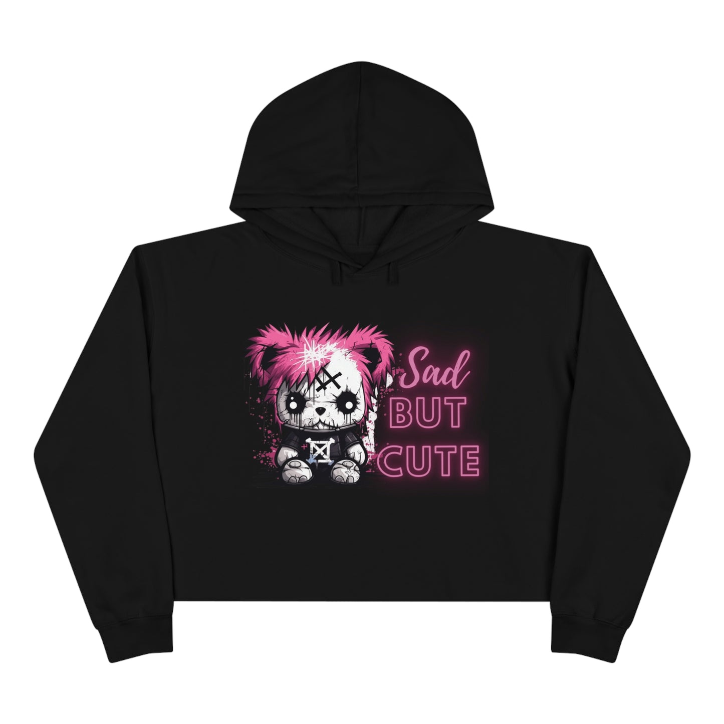Cropped Hoodie - Emo Teddy 'Sad but Cute'