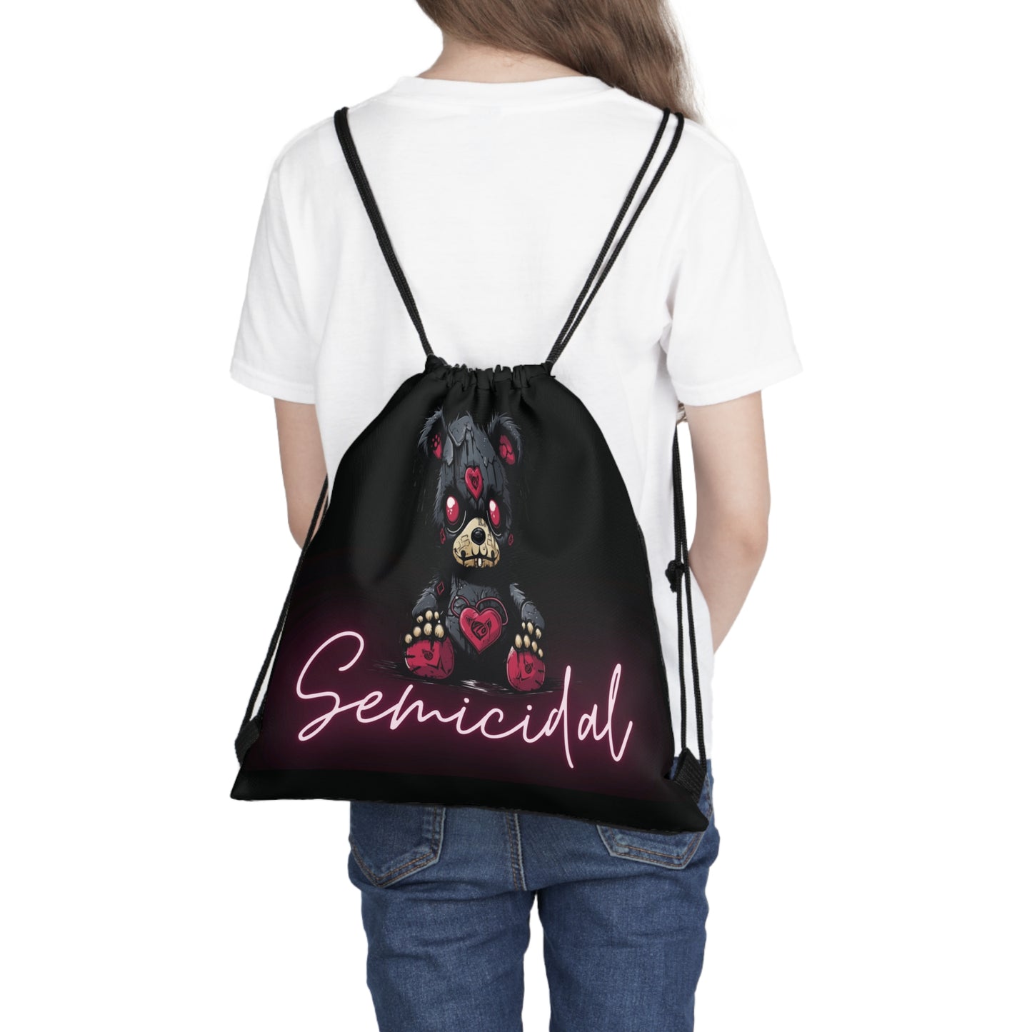Fitness Drawstring Bag - Emo Teddy 'semicidal'