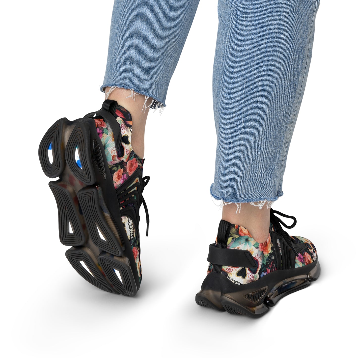 sugar Skull Women's Running Sneakers - Whimsigoth gym gear