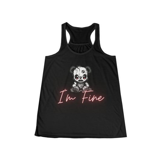 Flowy Racerback Tank Top - Emo Teddy 'I'm Fine'