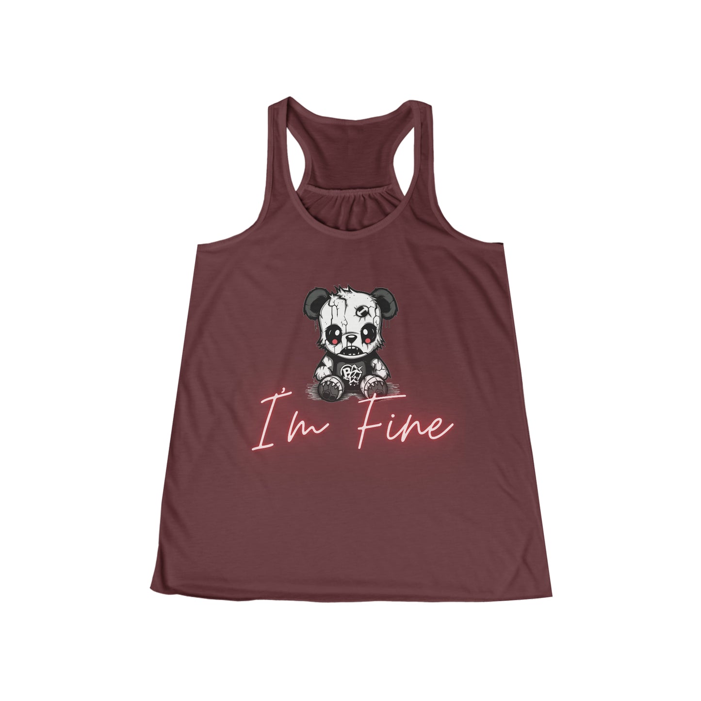 Flowy Racerback Tank Top - Emo Teddy 'I'm Fine'