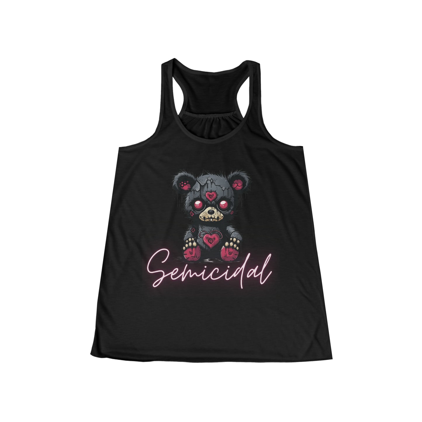 Flowy Racerback Tank Top - Emo Teddy 'semicidal'