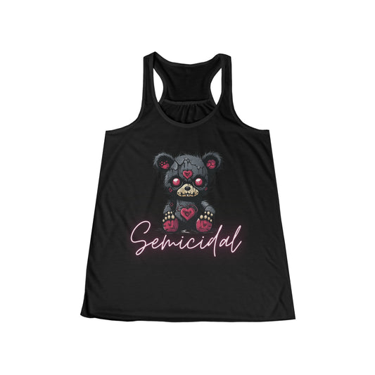 Flowy Racerback Tank Top - Emo Teddy 'semicidal'