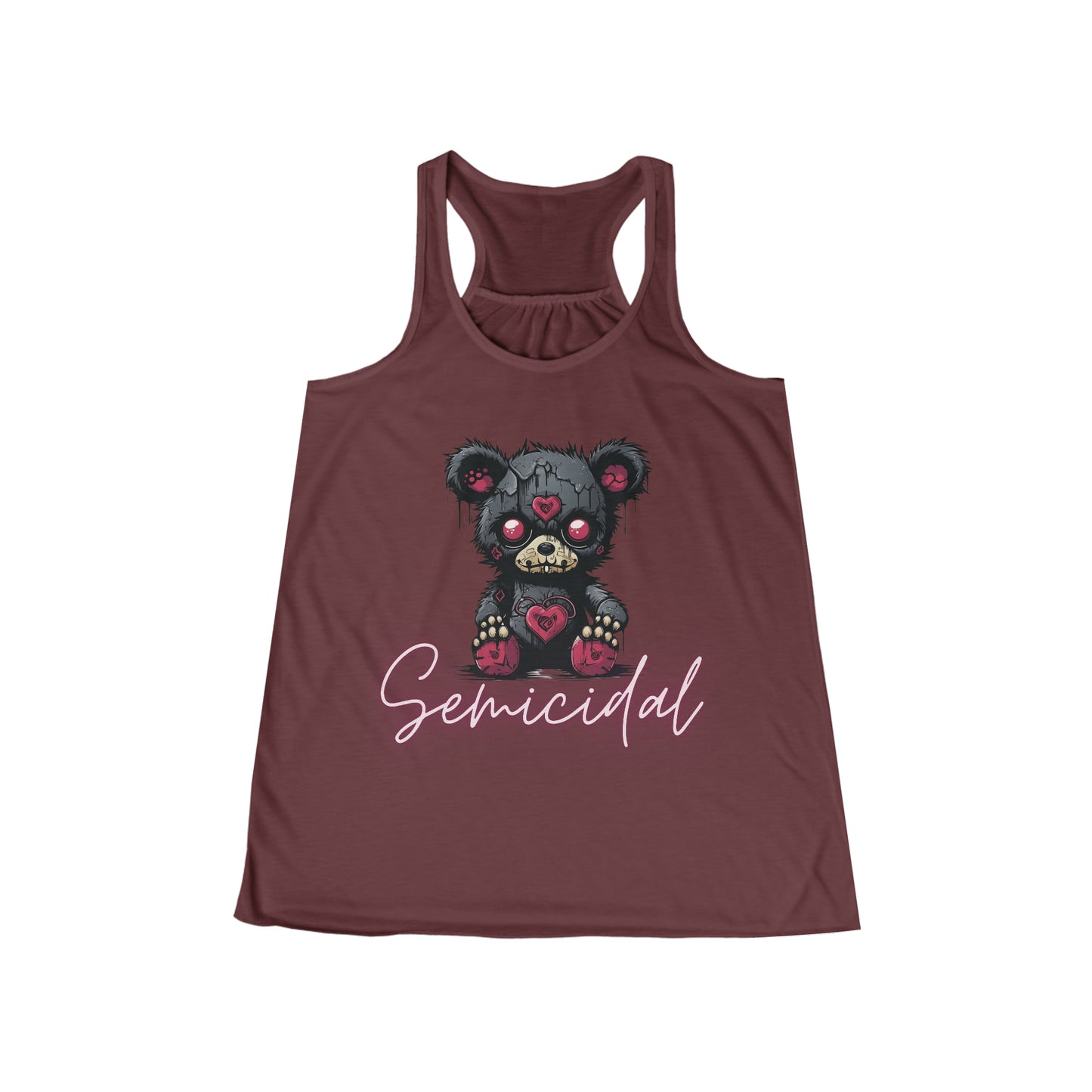 Flowy Racerback Tank Top - Emo Teddy 'semicidal'