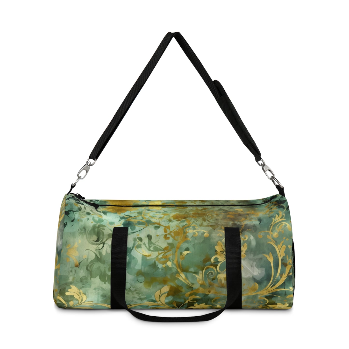 Sage and Gold Damask Gym Bag - yoga duffle bag