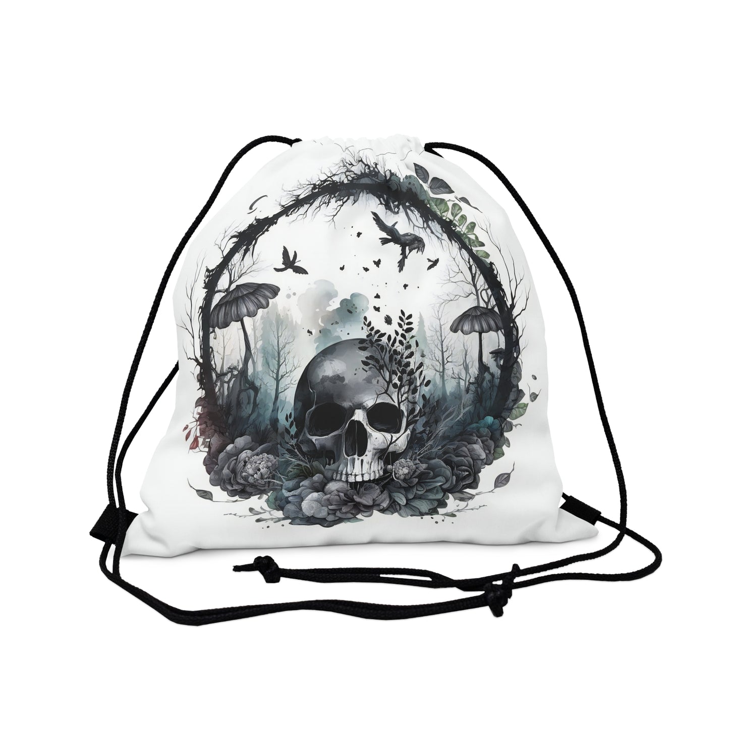 Dark Skull Garden Athletic Drawstring Bag