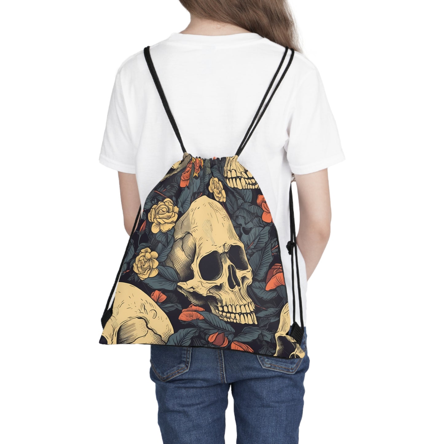 Vintage skull Fitness Drawstring Bag - whimsigoth gym gear