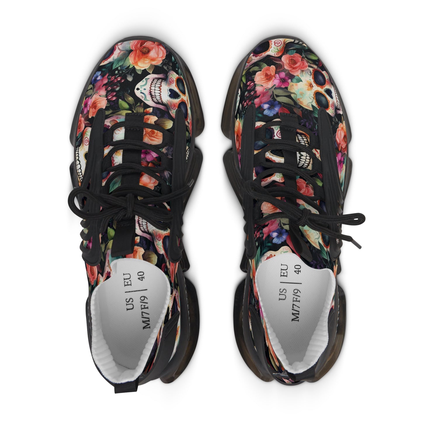 sugar Skull Women's Running Sneakers - Whimsigoth gym gear