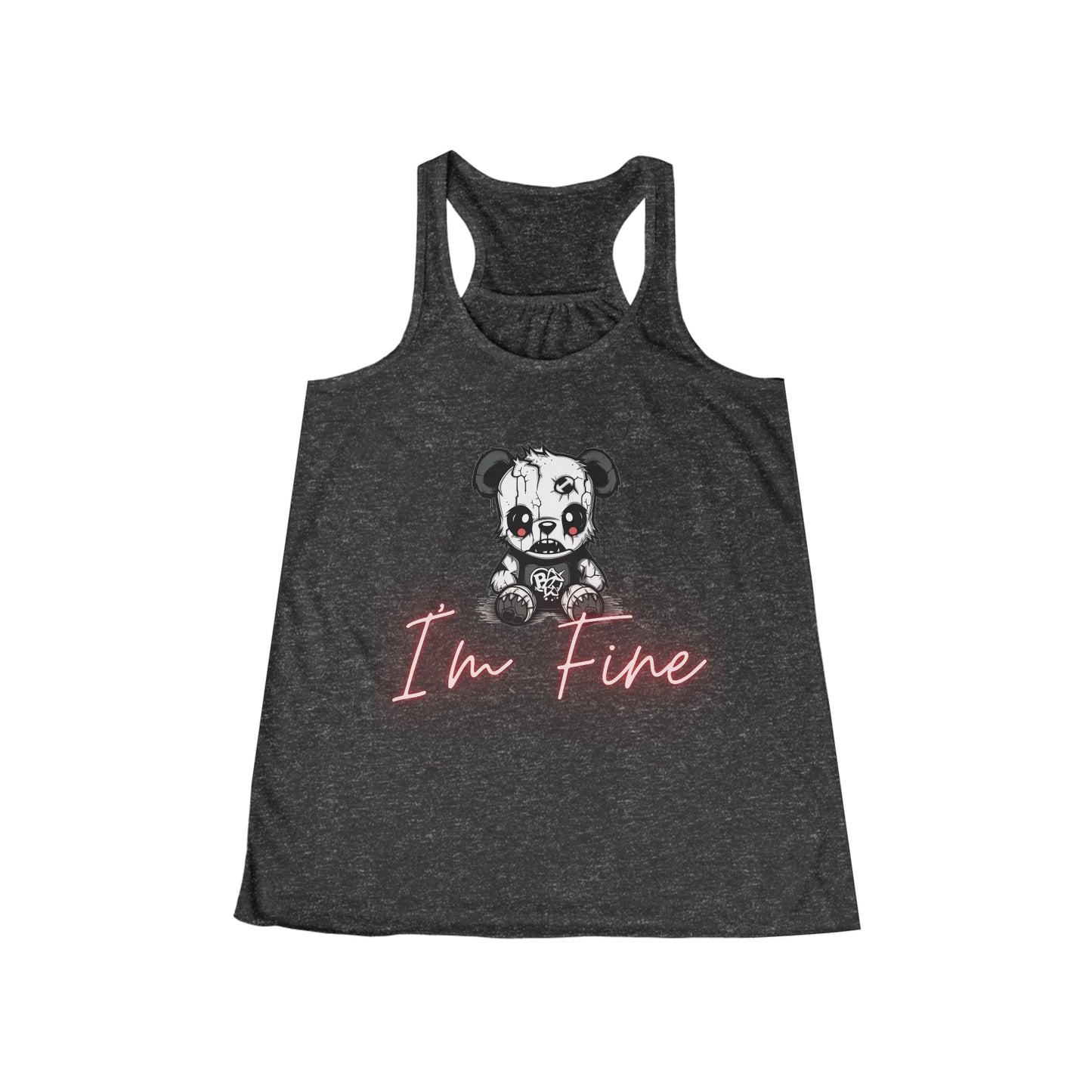 Flowy Racerback Tank Top - Emo Teddy 'I'm Fine'