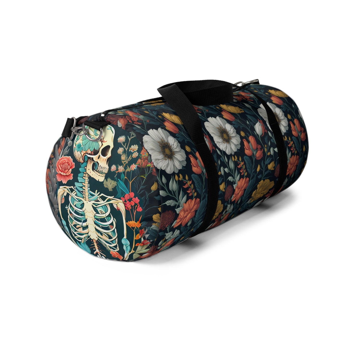 Whimsigoth Skull and Flowers Gym Bag - Duffle bag