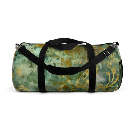 Sage and Gold Damask Gym Bag - yoga duffle bag