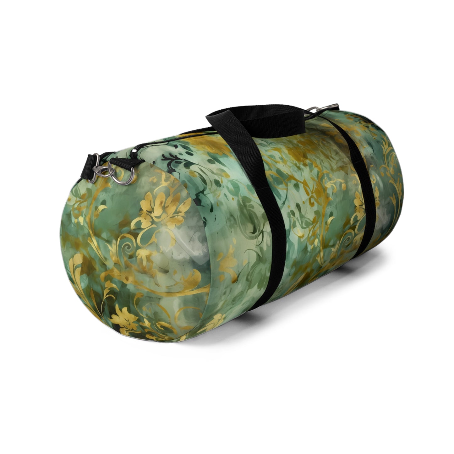 Sage and Gold Damask Gym Bag - yoga duffle bag