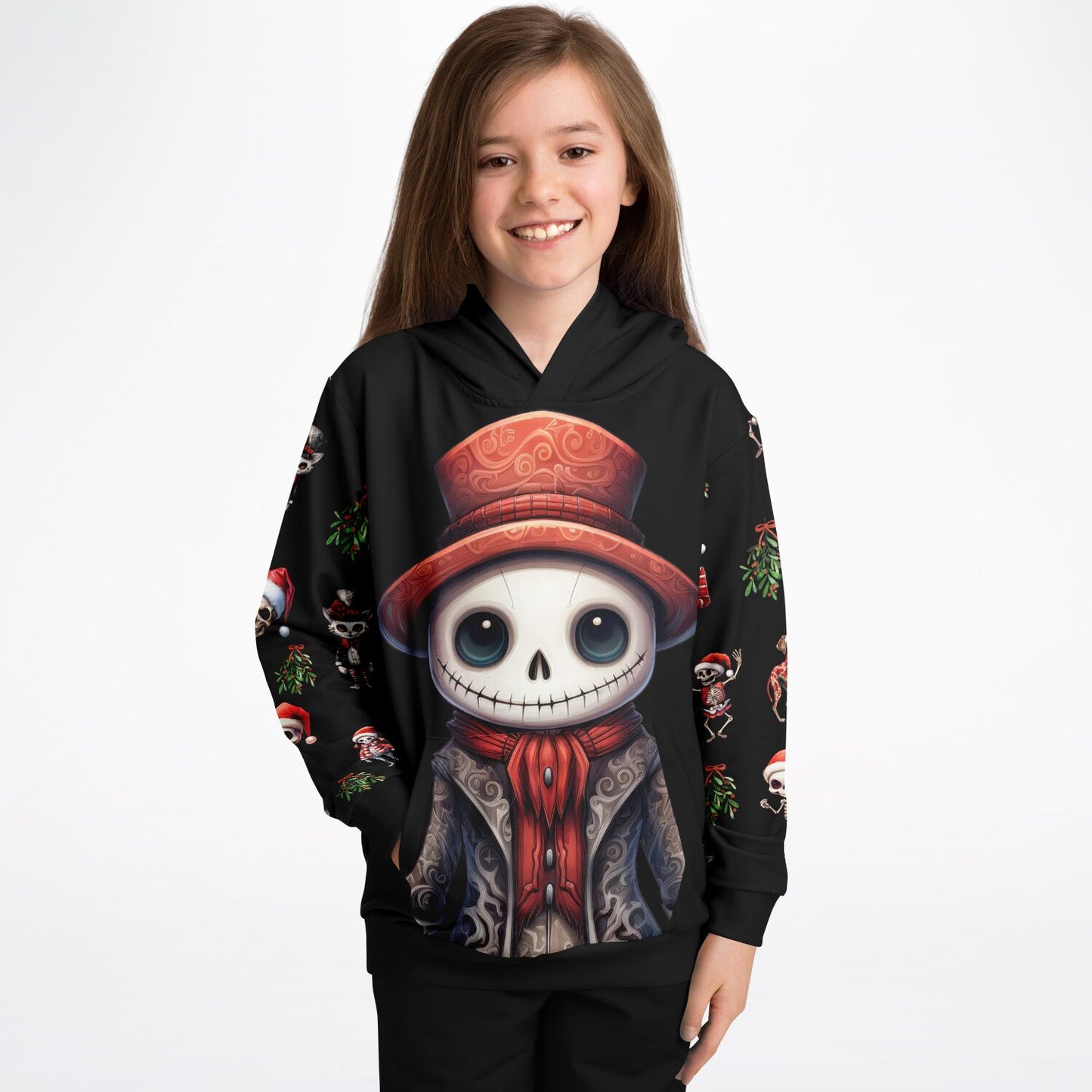 Skeleton Christmas - Athletic Kids Hoodie