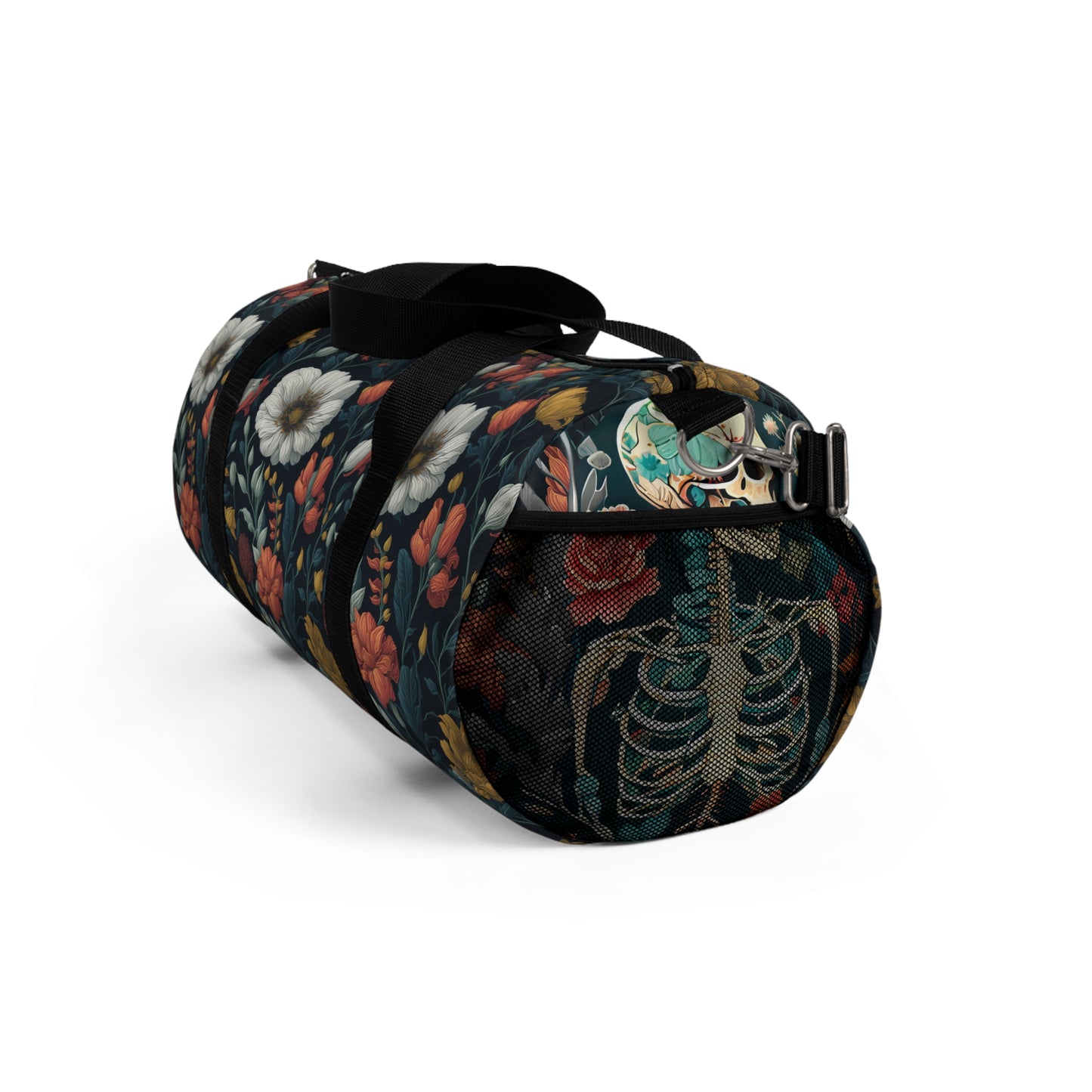 Whimsigoth Skull and Flowers Gym Bag - Duffle bag