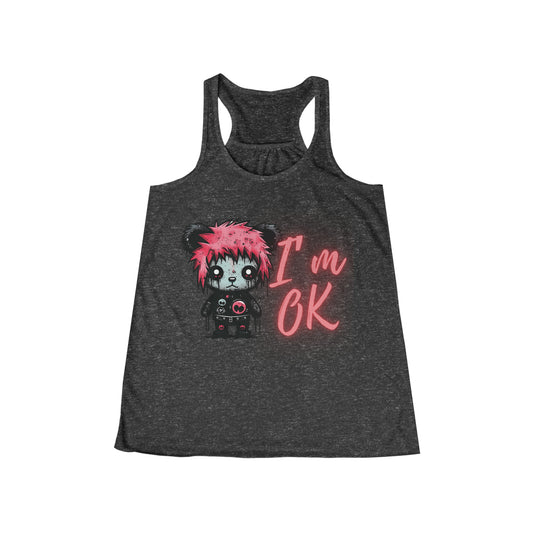 Flowy Racerback Tank Top - Emo Teddy 'I'm Ok'