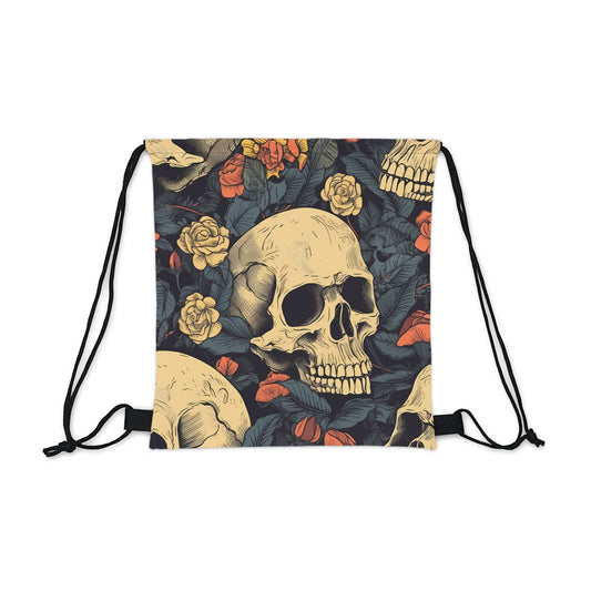 Vintage skull Fitness Drawstring Bag - whimsigoth gym gear