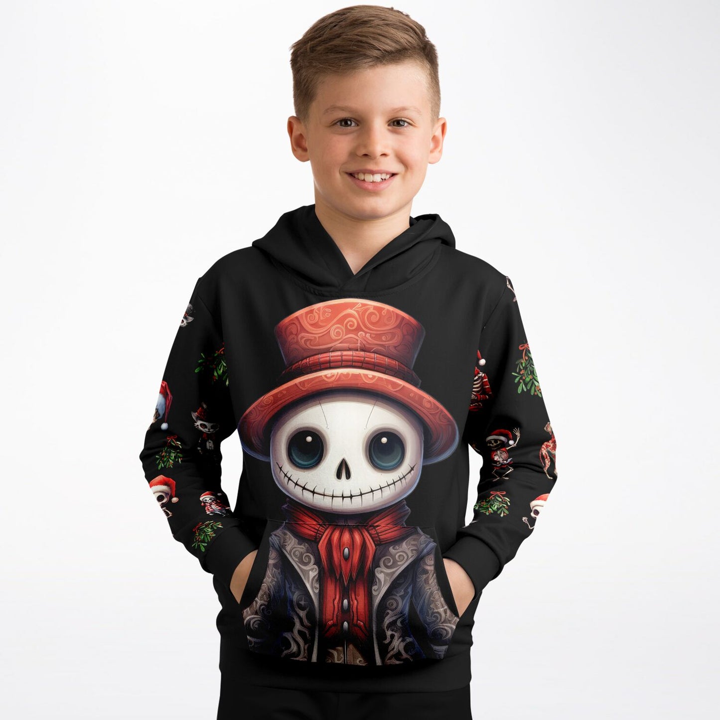 Skeleton Christmas - Athletic Kids Hoodie